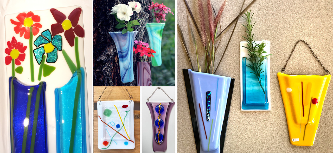 Fused Glass Wall Vases